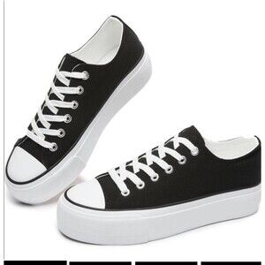 Women platform canvas shoes height increasing chunky sneakers thick sole Classic